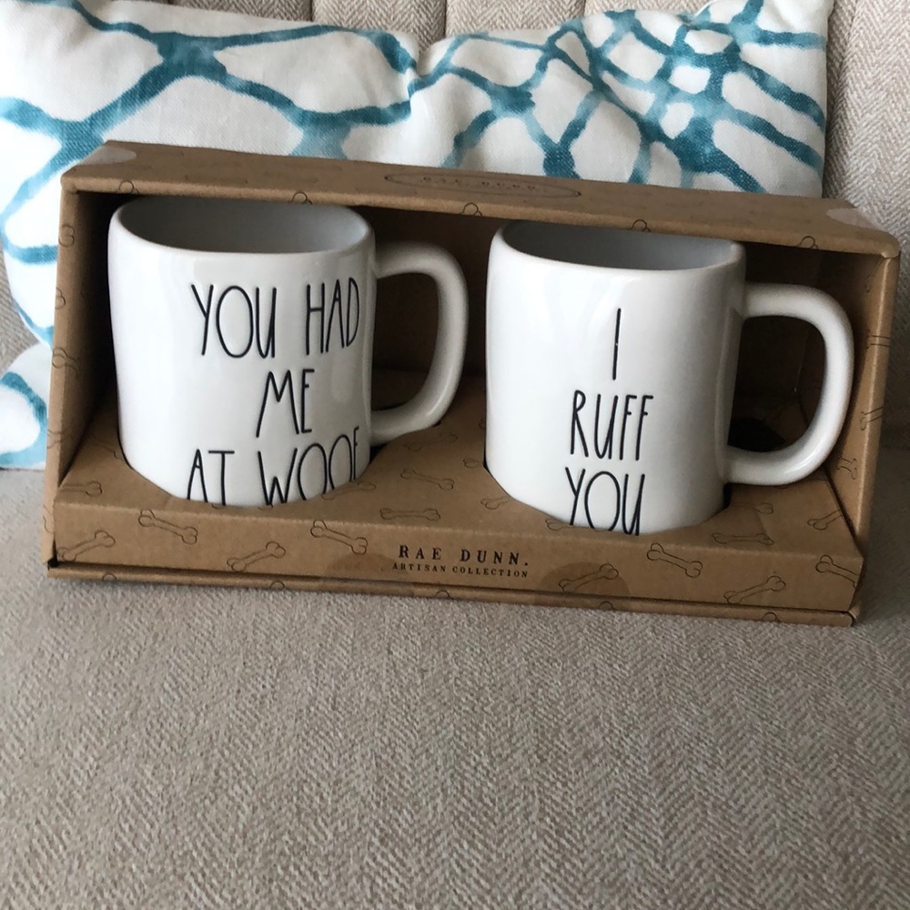 Rae Dunn I Ruff You set of 2 mugs